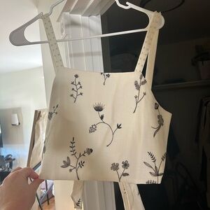 Zara Cream Floral Crop Top